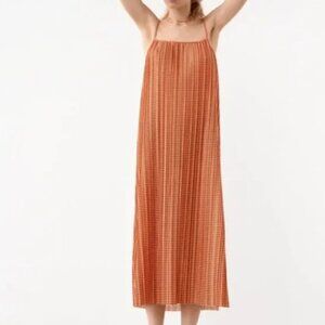 ZARA GINGHAM DRESS WHITE ORANGE - Size S